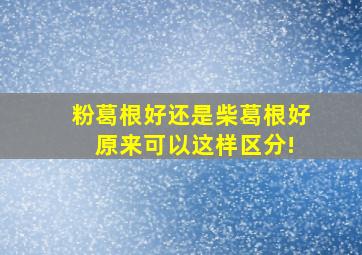 粉葛根好还是柴葛根好 原来可以这样区分!